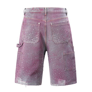 Short en jean 400 Gsm en coton personnalisé pour homme avec strass - Product Image 2