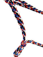 Harnais de selle western haut de gamme en corde, fait main, en polypropylène, bleu/noir/rouge/blanc, ajustement confortable, durable, tressage mule.