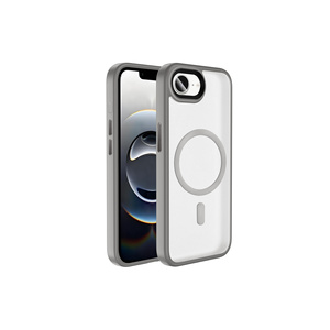 Étui magnétique gris titane mat pour iPhone 16E Plus compatible MagSafe, coque antichoc à chargement sans fil avec finition givrée style Ins - Product Image 1