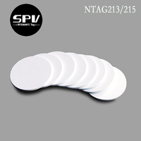 Autocollant RFID étanche à colle forte 13,56 MHz 213 215 215 NFC PVC, étiquette ronde en forme de pièce de monnaie