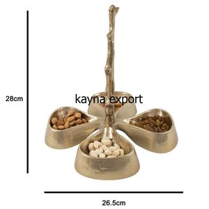 Tazón de Metal con Diseño de Rama de Flores, Chapado en Oro Pulido, Elegante, Ecológico, de Grado Alimenticio, para Servir en Fiestas - Product Image 6