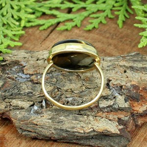 Bague fine en argent religieux classique en bois d'arachide jaspe ensemble de lunette de pierres précieuses pour fiançailles de mariage ou cadeau de fête - Product Image 6