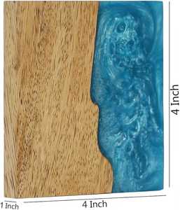 Bois d'acacia avec résine ustensiles de cuisine sous-verres tapis et tampons thé café lait Antic Save Design - Product Image 3