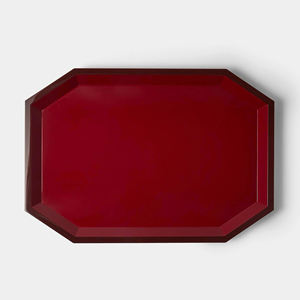 Plateau en laque sophistiqué, surface polie et lisse, plateau de service décoratif laqué, idéal pour la salle à manger, accent de table. - Product Image 2