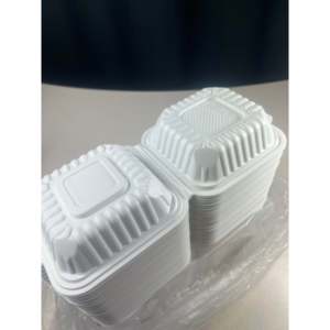 ProTakeOut [5 X 4.5] <b>White</b> 1-Comp 250 Pack Center <b>Slide</b> Lock Hinged Take-Out Containers Durable & Eco Friendly MFPP - Product Image 2