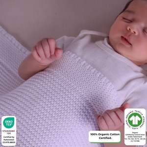 Manta Bebé Alina - 80x100cm (100% Algodón Orgánico-380gr) Blanco - Product Image 3