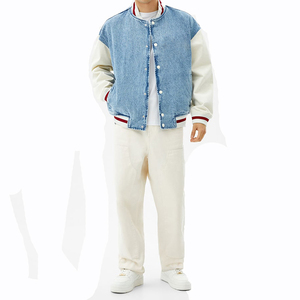 Blouson universitaire en toile personnalisé unisexe avec logo frontal, style baseball, prix abordable, vêtement d'extérieur décontracté et chaud, vente directe usine - Product Image 3