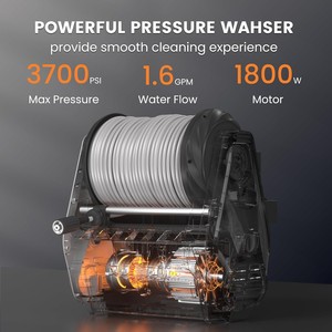 Factory Sale Giraffe <b>Tools</b> Max 3700PSI Electric <b>Power</b> Pressure Washer 100FT Hose Wall Mounted - Product Image 3