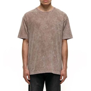 Camiseta de gran tamaño con lavado ácido de estilo vintage, camiseta informal de estilo callejero, logotipo personalizado, 100% algodón de talla grande, camisas para hombre con cuello redondo - Product Image 1