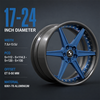 Jantes forgées en deux parties, cinq branches bleues, corps noir, 18, 19, 20, 21 pouces, 5x112, 5x114.3, 5x120, BMW X5