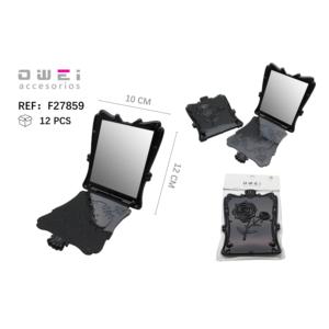 Black Rectangular Folding <b>Makeup</b> <b>Mirror</b> with Rose Pattern 9.5*12" - Product Image 1