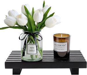 Organisateur de comptoir de salle de bain compact, support décoratif en bois à un seul niveau, plateau à savon, design moderne et simple, facile à nettoyer - Product Image 1