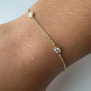 Bracelet chaîne à maillons solitaire en moissanite marquise romantique de 0,50 ct pour femmes, élégant, plaqué or argent 925, fiançailles - Product Image 1