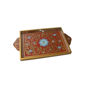 Plateau décoratif indien de luxe artisanal en bois d'acacia Meena, écologique, durable, non toxique, coloré, moderne, personnalisé, élégant - Product Image 3