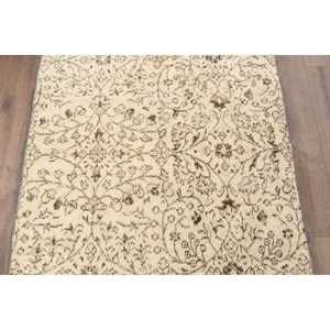 Vintage 3x5.7 ft Rug, Turkish Rug, <b>Brown</b> Patchwork <b>Wool</b> Rug - Product Image 3