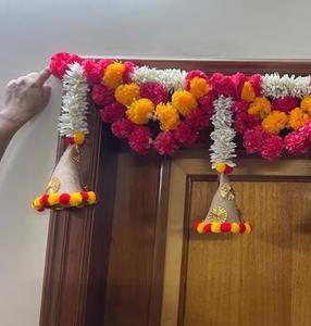 Toran <b>Door</b> Hanging Diwali Backdrop Marigold <b>Door</b> Valence Jute & Pom Pom Wall Hanging Entryway Decor Wall Decor New Home gift - Product Image 5