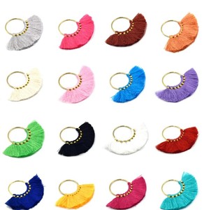 Fan Tassels | Earring Tassels | Plated Brass Finding | Assorted Color Quality <b>Emerald</b> Green Beaded Tassel Earrings - Product Image 1