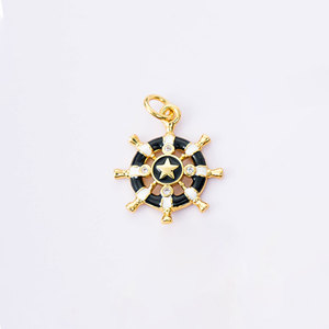 จี้รูปพวงมาลัยเรือเคลือบทอง 18K หรูหรา สีสันสดใส พร้อมดาว สำหรับทำสร้อยข้อมือ DIY - Product Image 6