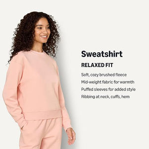 Sweat-shirts pour femmes classiques à col rond en coton brossé respirant chaud ample décontracté confortable surdimensionné chic - Product Image 2