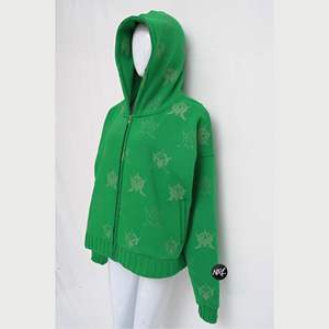 Ropa de calle pesada, sudaderas transpirables personalizadas, Sudadera con capucha de algodón en blanco liso de gran tamaño con cremallera y estampado de pantalla para mujer - Product Image 2