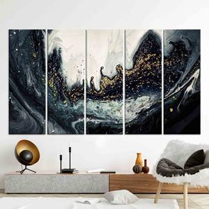 Impression élégante sur toile de marbre noir et or : Décoration de luxe moderne, LOT DE 5 TOILES - Product Image 1