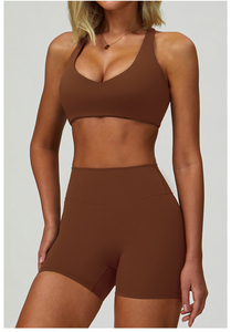 Ropa de yoga personalizada para mujer, conjunto de Top y pantalones cortos de manga larga, conjuntos de gimnasio a prueba de golpes para mujer - Product Image 2