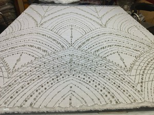 3D Hand Beaded <b>Embroidered</b> Net Fabric Luxury Wedding Garments Accessories with Elegant Embroidery Technique Nonwoven Fabric - Product Image 2
