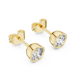 Cut Lab Grown Diamond Brilliant Cut <b>Earrings</b> 14K 18K Solid Gold Rhodium Plated Push Back <b>Stud</b> DEF VVS Classic Bezel <b>Set</b> Bridal - Product Image 4