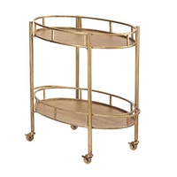 Cafétéria accessoires de cuisine ustensiles de service de nourriture 2 niveaux de service de café or chariot antique de bar de boisson chariot de bar
