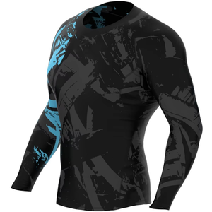 Rashguard de Compresión Negro Personalizado al por Mayor 2026, Ropa Deportiva para Hombre, Chaleco Corto de Manga Larga, Transpirable, para BJJ, MMA y Natación - Product Image 1