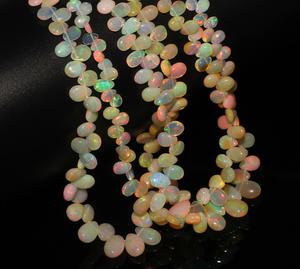 Piedras Preciosas de Ópalo Etíope Natural, Cuentas Suaves en Forma de Gota, Certificadas por Terceros, Color Welo para la Elaboración de Collares - Product Image 1