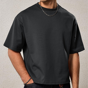 T-shirts amples et courts personnalisés effet vieilli, T-shirts vierges 100 % coton coupe oversize, T-shirts vintage pour hommes coupe carrée – Vente en gros - Product Image 2