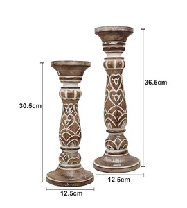 Handcrafted Wooden Pillar <b>Candle</b> Stand <b>set</b> for Christmas Decor Elegant Wood <b>Candle</b> Holders Lanterns for Living Room - Product Image 1