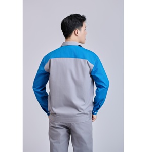 Vêtements de travail à haute visibilité pour hommes, bleu ciel et gris, manches longues, vêtements de travail vietnamiens FMF, ensemble de sécurité - Product Image 3