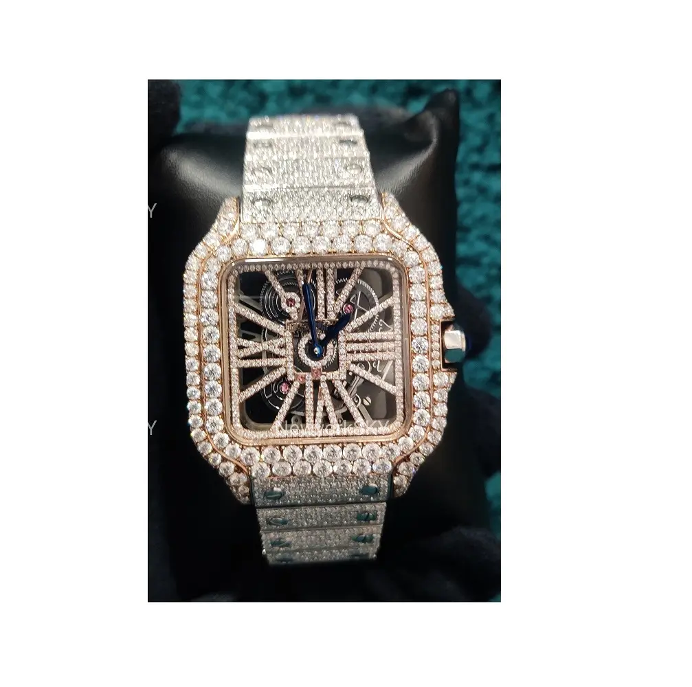 Luxus-Mode handgefertigte VVS Klarheit Moissanite Diamantuhr vollständig eingefrostet Armbanduhr zu günstigem Preis