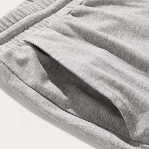 Ensemble deux pièces pour homme, t-shirt à manches courtes gris bicolore et short, coupe ample, bordure contrastée, vêtements décontractés, jersey en coton - Product Image 6