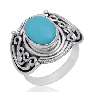 Christmas <b>Gift</b> Natural Turquoise 13x9mm Oval Gemstone 925 Silver Ring 6.01 Gms <b>Sleeping</b> Beauty Cabochon Silver Ethnic Jewellery - Product Image 1