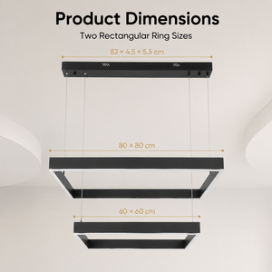 Lustre moderne en fer rectangulaire à double couche 80W LED avec télécommande pour salle à manger, entrées et halls d'entrée - Product Image 3
