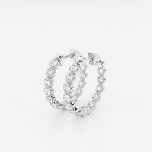 Pendientes de Aro Flotantes de Oro de 9K con Diamante Moissanita de Corte Redondo, Elegantes Pendientes de Aro de Oro de 9K con Diamante Moissanita de Corte Redondo - Product Image 2