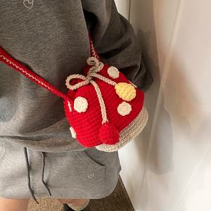 Bolso cruzado de ganchillo 2025: Novedoso y adorable bolso de punto con diseño de hongo grande, de algodón, producto terminado, transfronterizo. - Product Image 1