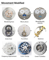 Mouvement de montre mécanique automatique à remontage manuel avec tourbillon central, gravure de motif de cadran brossé effet rayon de soleil, personnalisable OEM