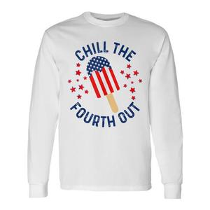 T-shirt a maniche lunghe con bandiera americana Patriotic Popsicle, design del quattro luglio - Product Image 1