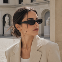 Lunettes de soleil ovales en acétate Mellume OEM ODM, style œil de chat, avec logo personnalisé, verres CR39, emballage de marque, pour hommes et femmes