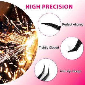 Pinces à cils pour extensions de cils, pinces à cils à pointe en fibre à 90 degrés avec prise diamant pour cils volume, création de fans, service OEM - Product Image 6