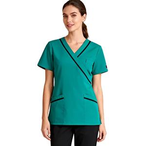 Uniformes Médicos de Alta Calidad al por Mayor para Mujer, Trajes Médicos de Diseño con Manga Corta y Cuello en V para Enfermeras - Product Image 1