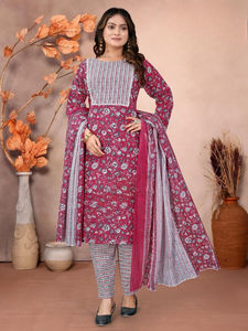 ALGODÓN PURO Pesado Premium CON PANTALÓN DE ALGODÓN Y DISEÑO DE ESTAMPADO DUPATTA DE ALGODÓN MAL PARA ADULTOS - Product Image 5