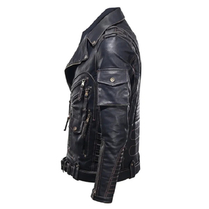 Veste en cuir pour hommes la plus vendue en gros vêtements en cuir véritable fermeture éclair mode élégant hiver imperméable extérieur motard - Product Image 6
