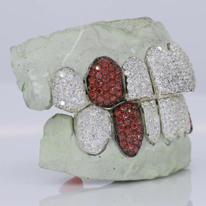 Dents en argent Sterling 925 personnalisées Hip Hop Grillz Moissanite glacée diamant plaqué or/argent cultivé en laboratoire bijoux de tiers - Product Image 3