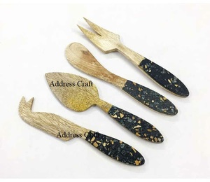 Ensemble à fromage en bois naturel de nouvelle conception, 4 fourchettes, outils de découpe du beurre, couverts en bois pour la maison, l'hôtel, le restaurant, ensemble de couverts, ensemble à fromage - Product Image 3