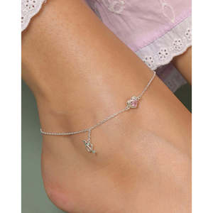 NOVAMART Fine Buy 100% <b>Real</b> 925 Silver Anklets/ Payal for Women Girls Cute Style Gold Plated 14k Material Diamond Stone Main Who - Product Image 4
